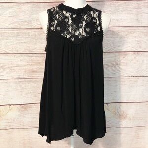 Gentle Fawn GXF Black Lace High Neck Sleeveless Blouse Size S